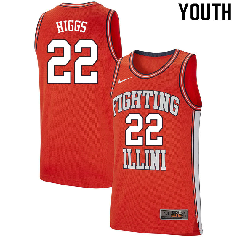 Youth #22 Anthony Higgs Illinois Fighting Illini College Basketball Jerseys Sale-Retro